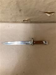 GERMAN WWII K98 MAUSER BAYONET FIXED BLADE COMBAT KNIFE WITH WOODEN HANDLE